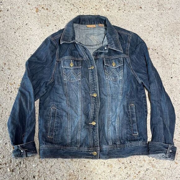 Vintage Wrangler Women's Denim Jacket xl Blue Button-Up Casual - Picture 1 of 6